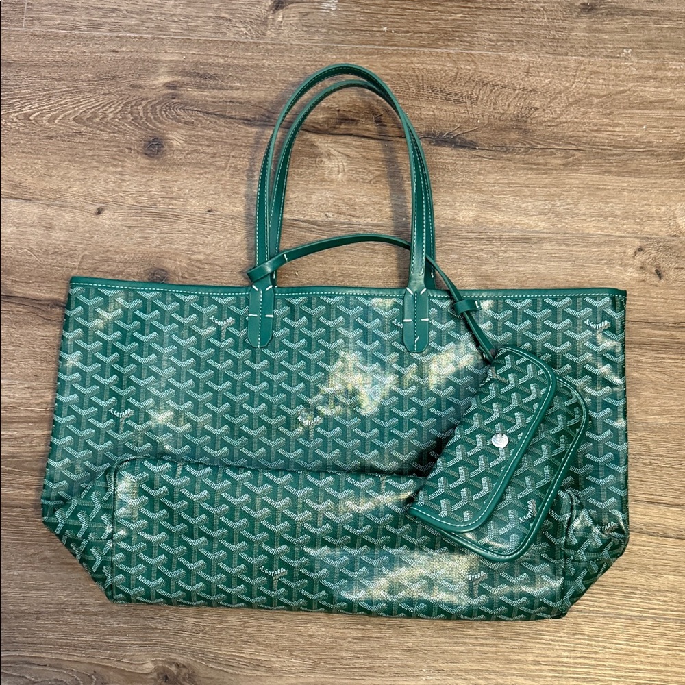 Green Tote Bag with Matching Pouch